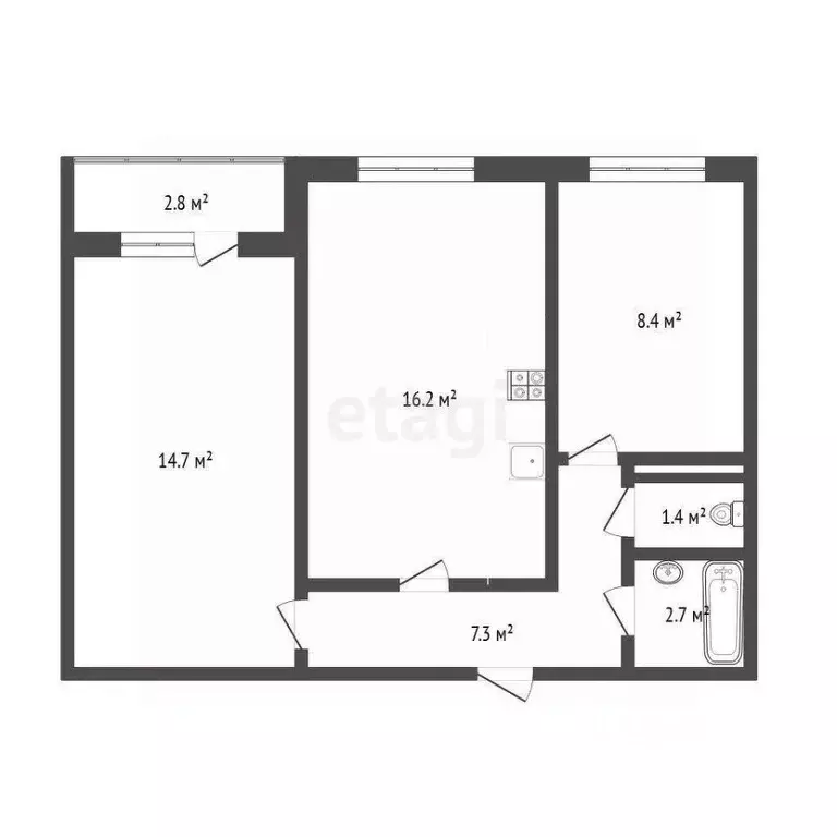 2-к кв. Тюменская область, Тюмень ул. Вересковая, 5 (50.7 м) - Фото 1