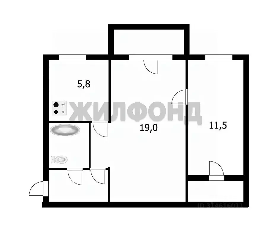 2-к кв. Новосибирская область, Новосибирск Новогодняя ул., 18 (44.5 м) - Фото 0