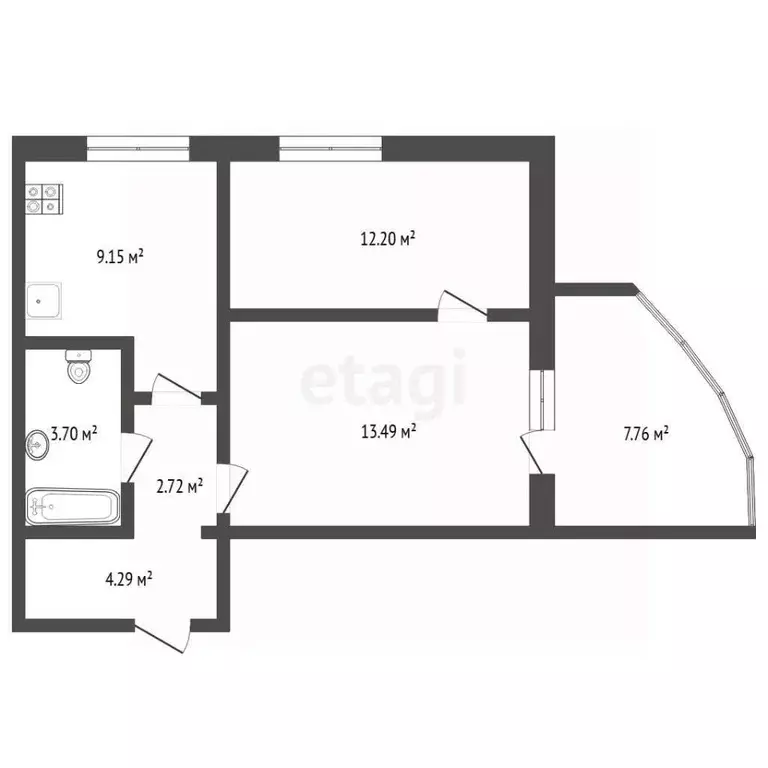 1-к кв. Тюменская область, Тюмень ул. Червишевский Тракт, 21к3 (45.8 ... - Фото 2