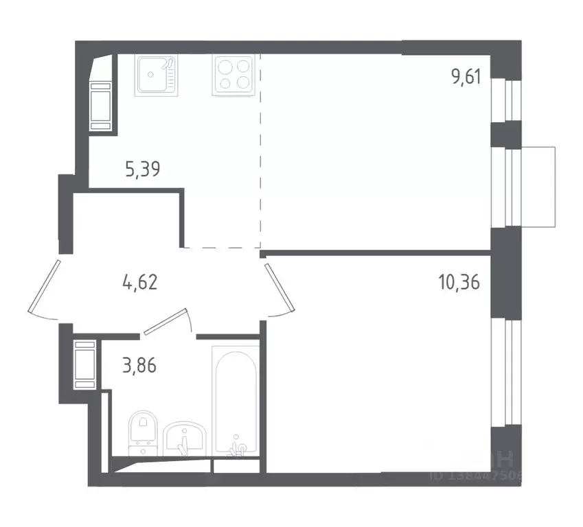 1-к кв. Московская область, Химки городской округ, д. Юрлово к1/1 ... - Фото 1