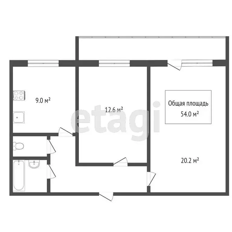 2-комнатная квартира: Томск, улица Сергея Лазо, 17 (53.7 м) - Фото 1