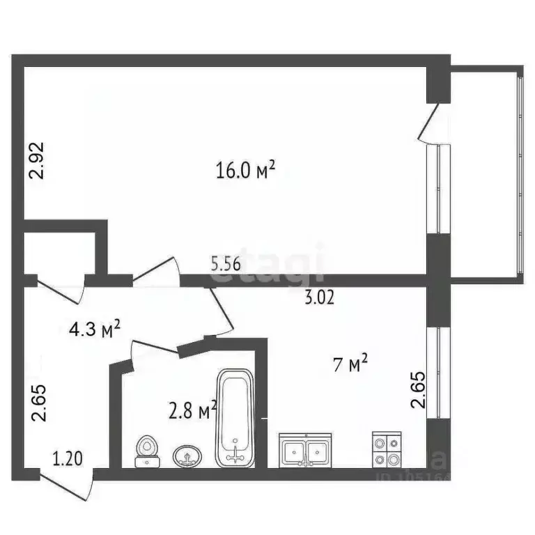 1-к кв. Крым, Кировский район, с. Льговское ул. Маяковского, 22 (30.4 ... - Фото 1