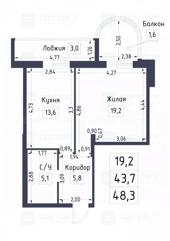 1-к кв. Татарстан, Казань ул. Комиссара Габишева, 45 (43.7 м) - Фото 0