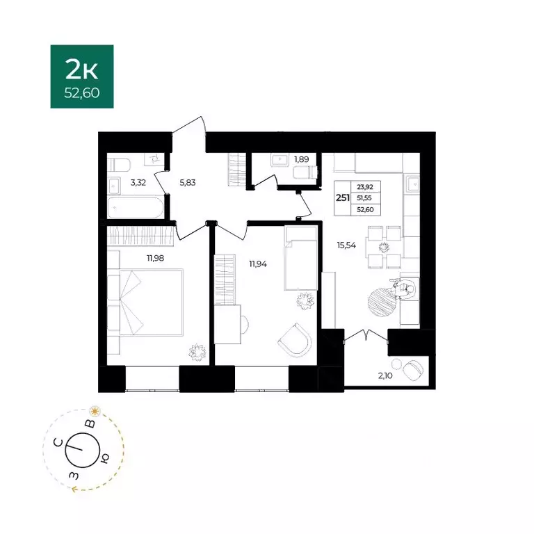 2-к кв. Ярославская область, Ярославль Северный жилрайон, 15-й мкр, ... - Фото 1