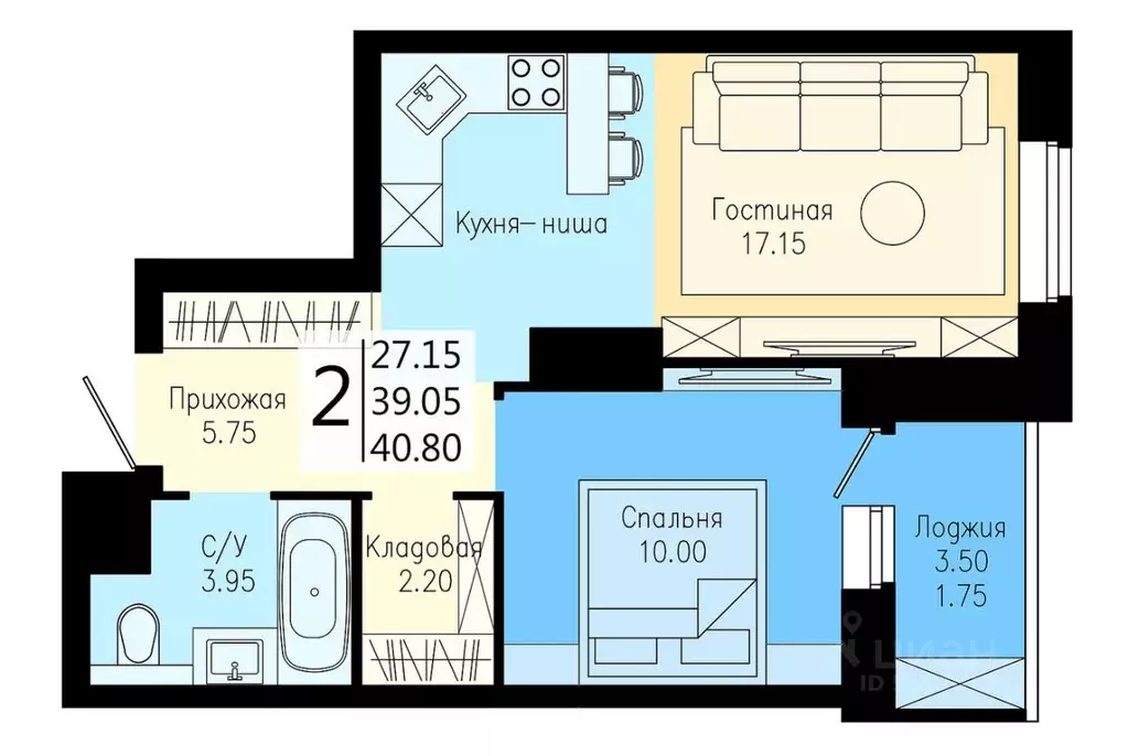 1-к кв. Красноярский край, Красноярск Дудинская ул., 2Е (40.8 м) - Фото 0