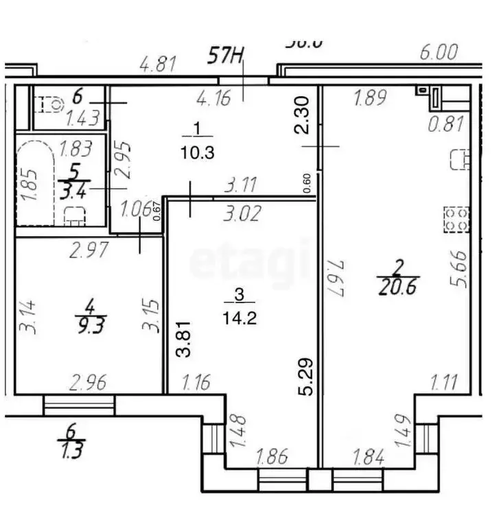 2-комнатная квартира: Санкт-Петербург, 2-я Советская улица, 4Б (60 м) - Фото 0