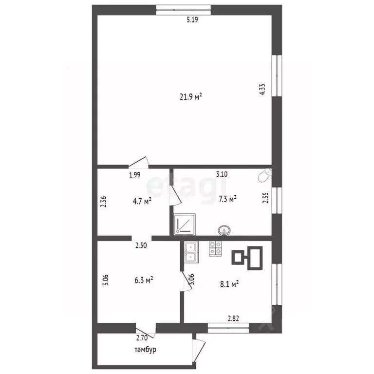 2-к кв. Башкортостан, Гафурийский район, Красноусольский сельсовет, с. ... - Фото 2