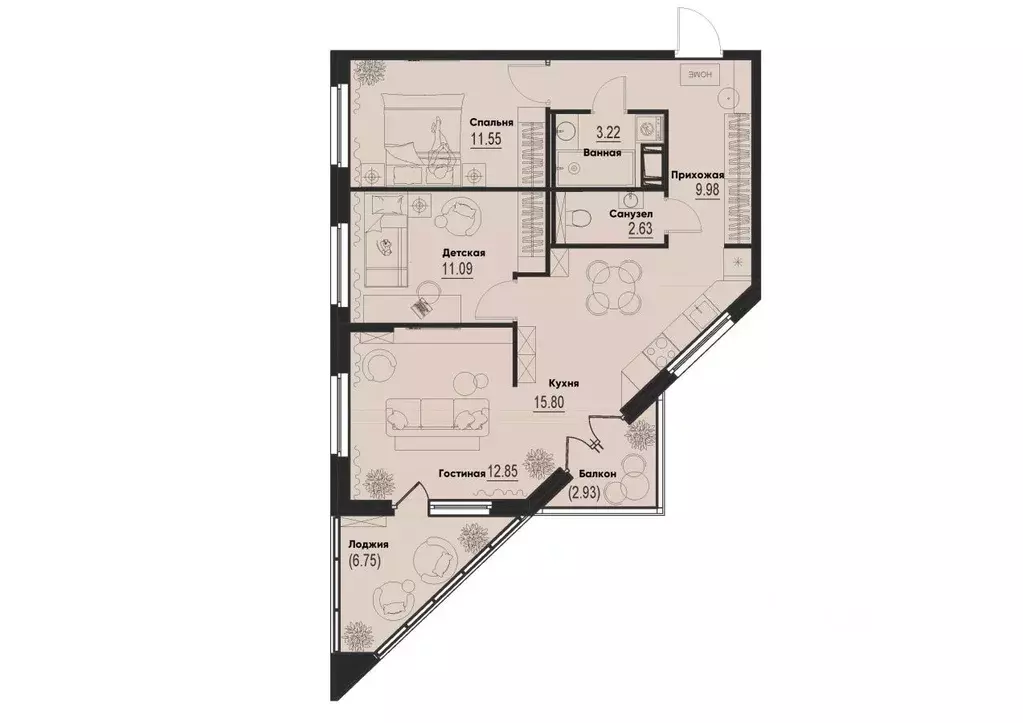 3-к кв. Ленинградская область, Мурино Всеволожский район, ID Murino ... - Фото 1