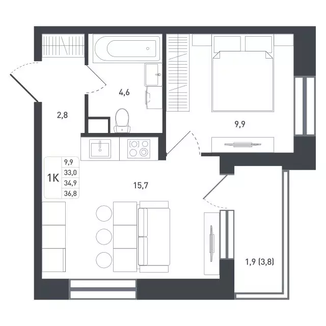 1-комнатная квартира: Московская область, городской округ Подольск, ... - Фото 1