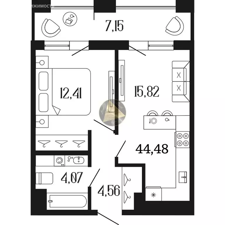 1-комнатная квартира: Санкт-Петербург, улица Коли Томчака, 3 (44.48 м) - Фото 1