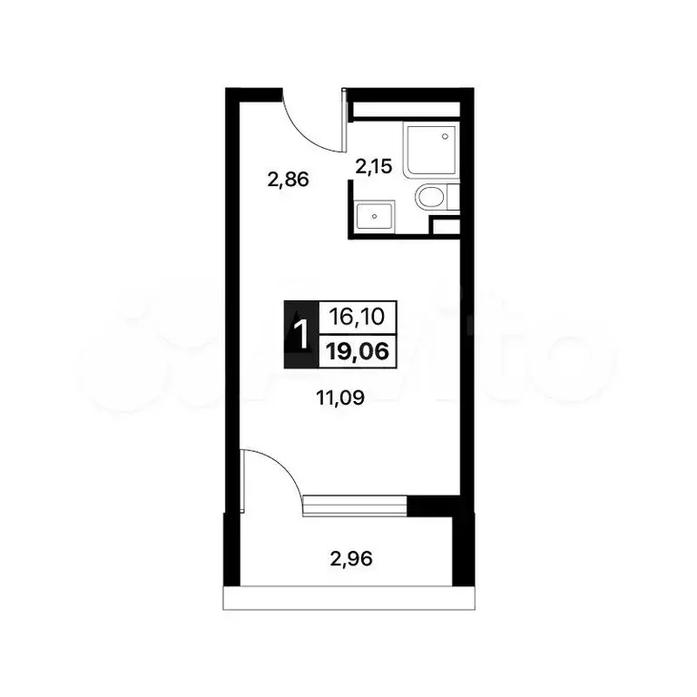 Апартаменты-студия, 19,1 м, 12/14 эт. - Фото 0