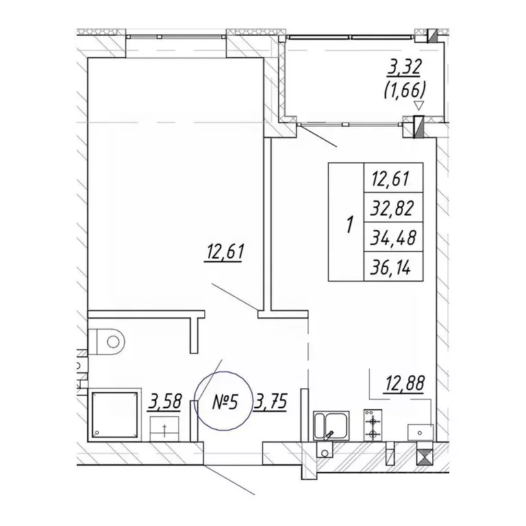 1-к кв. Калининградская область, Зеленоградск  (36.14 м) - Фото 0