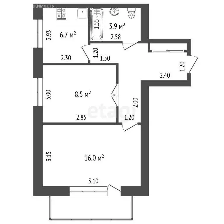 2-комнатная квартира: Аксай, Садовая улица, 12 (50 м) - Фото 0