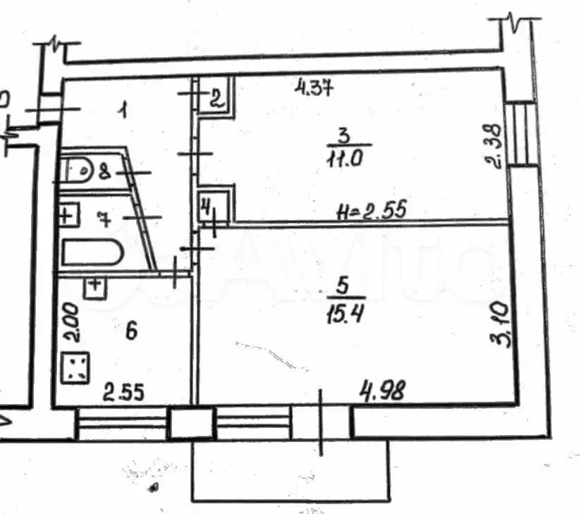 2-к. квартира, 41,3 м, 3/5 эт. - Фото 0