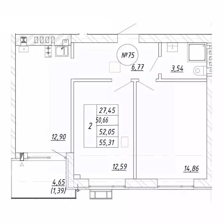 2-к кв. Калининградская область, Зеленоградск  (52.05 м) - Фото 2