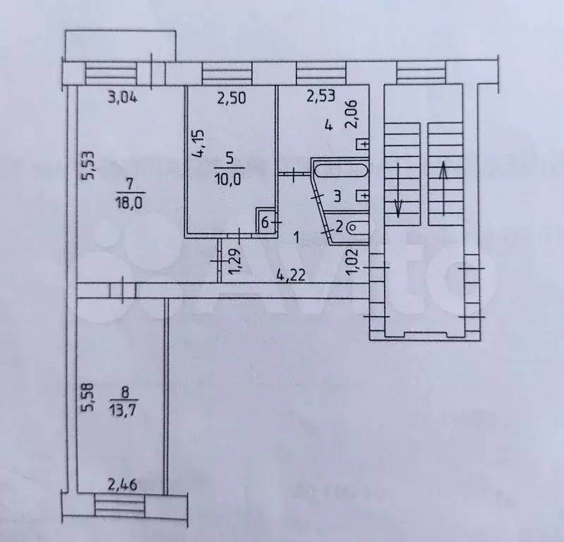 3-к. квартира, 57,3 м, 3/5 эт. - Фото 0