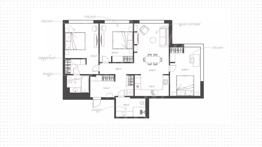 3-комнатная квартира: Москва, улица Василия Ланового, 3 (95 м) - Фото 1