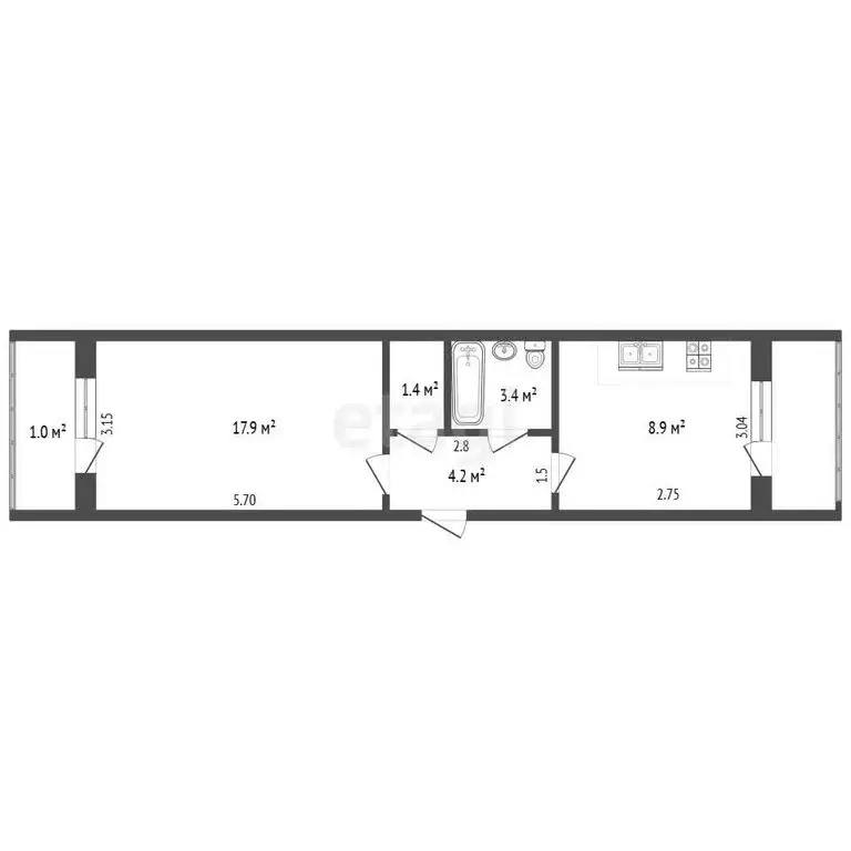 1-комнатная квартира: Феодосия, улица Челнокова, 62А (35.8 м) - Фото 0