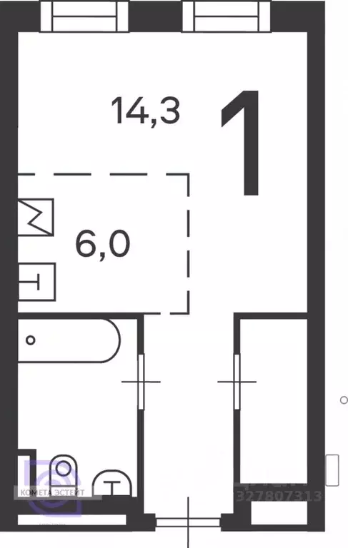 Студия Москва Клинская ул., 2Ак7 (33.3 м) - Фото 2