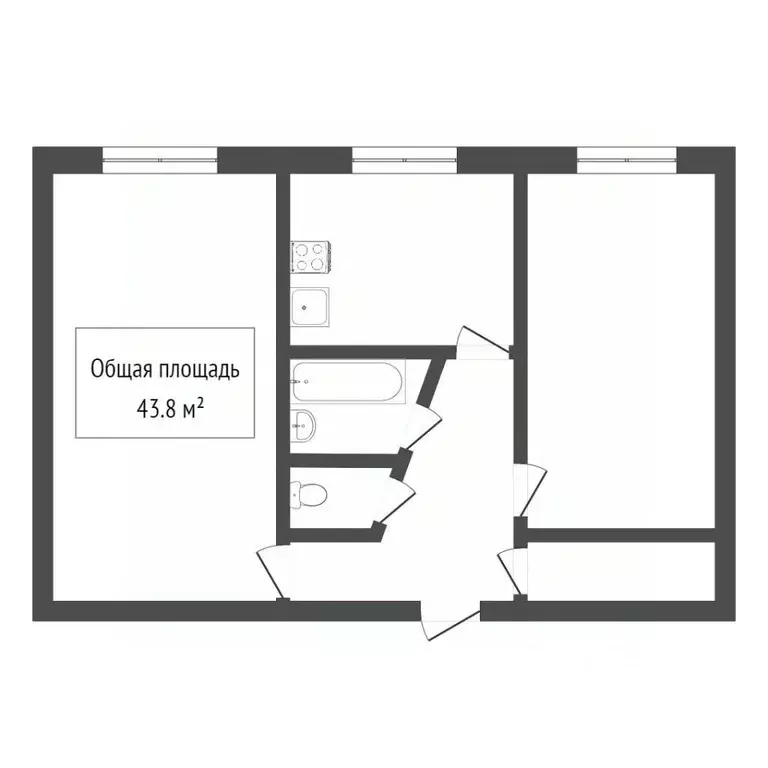 2-к кв. Томская область, Томск тракт Иркутский, 104А (43.8 м) - Фото 1