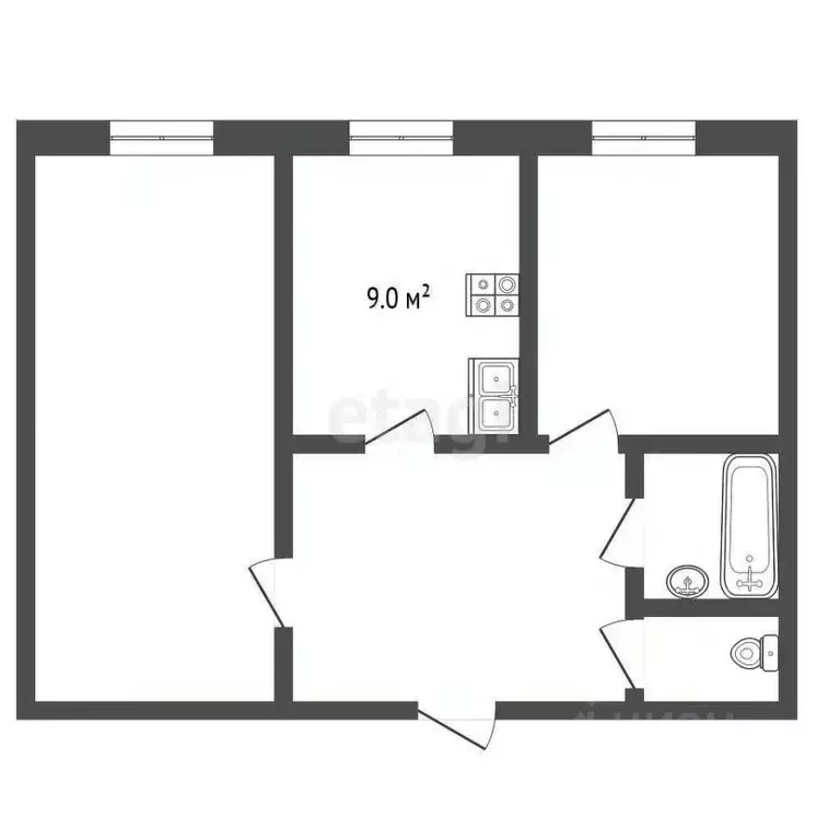 2-к кв. Ярославская область, Рыбинск ул. Черкасова, 3 (48.2 м) - Фото 1
