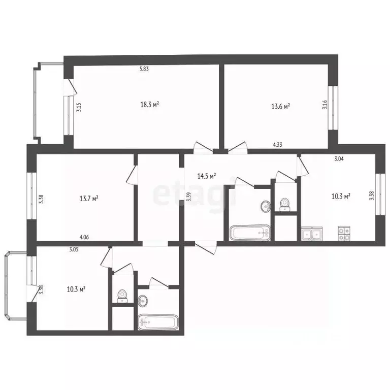 4-к кв. Москва ул. Бутлерова, 4 (93.0 м) - Фото 2