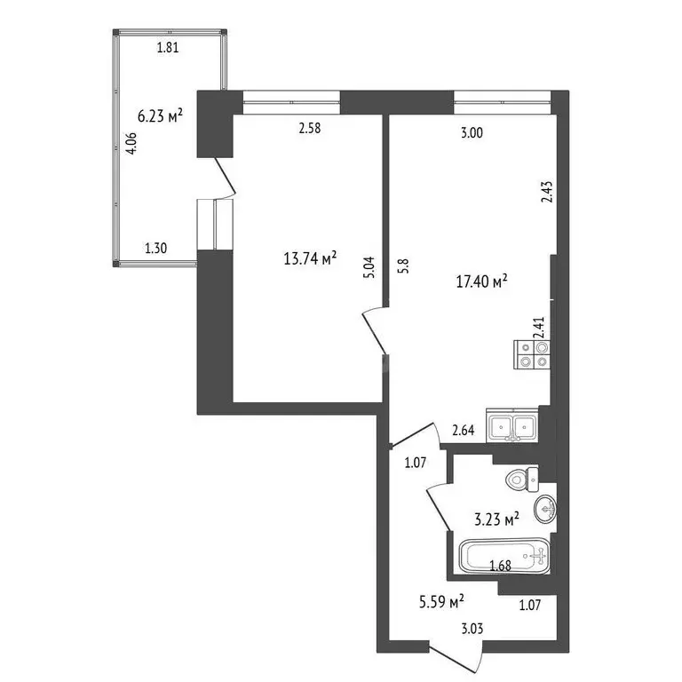 2-комнатная квартира: Гурзуф, улица Геологов, 7Б (46.2 м) - Фото 1