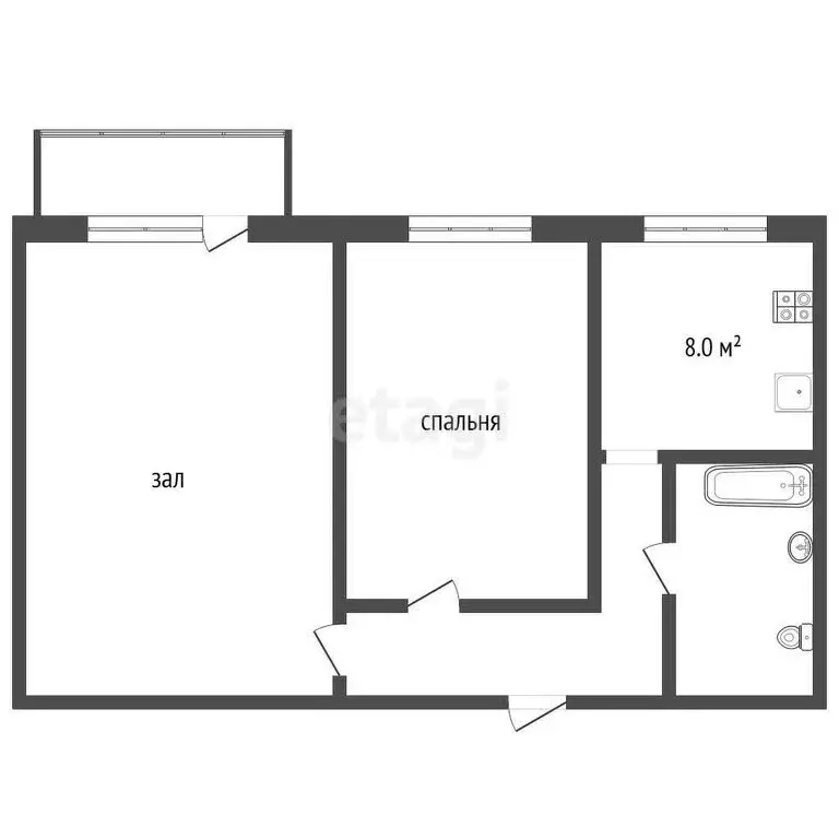 2-комнатная квартира: Елизово, Звёздная улица, 8 (44.1 м) - Фото 0