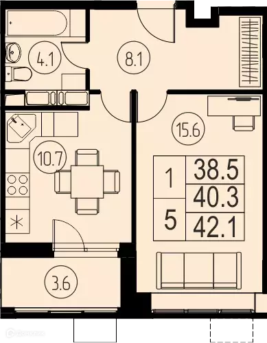 Продаётся 1-к квартира, 40.3 м - Фото 0