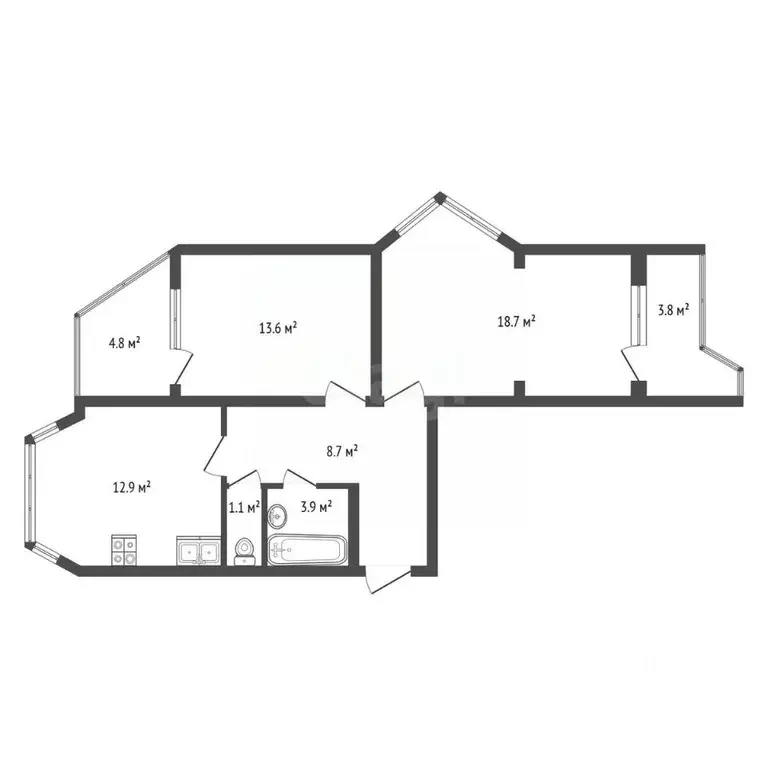 2-к кв. Московская область, Балашиха Трубецкая ул., 106 (62.4 м) - Фото 2