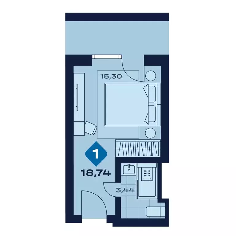 1-комнатная квартира: Челябинская область, Миасс (18.77 м) - Фото 1
