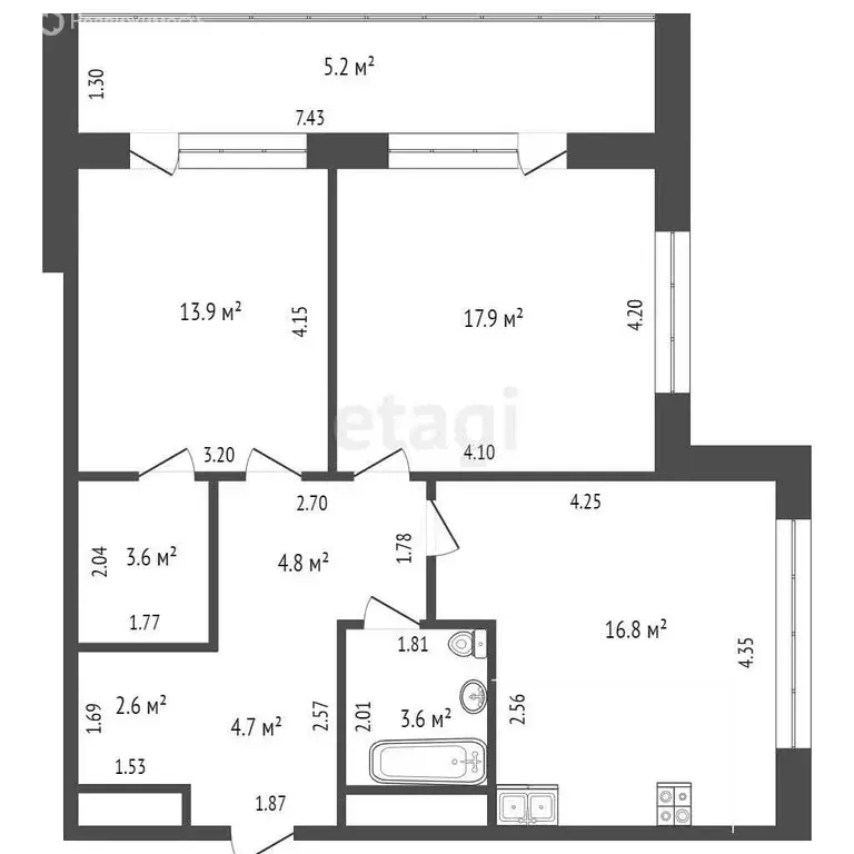 2-комнатная квартира: Москва, улица Виктора Маслова, 2 (72.49 м) - Фото 0