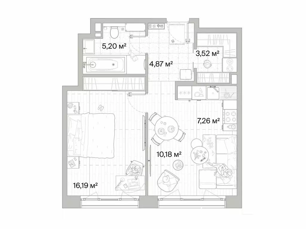 1-комнатная квартира: деревня Ликино, ЖК Мыс, к1 (47.22 м) - Фото 1