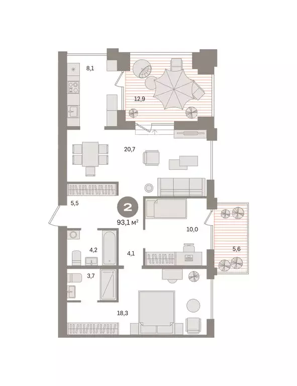 2-комнатная квартира: Новосибирский район, рабочий посёлок Краснообск, ... - Фото 2