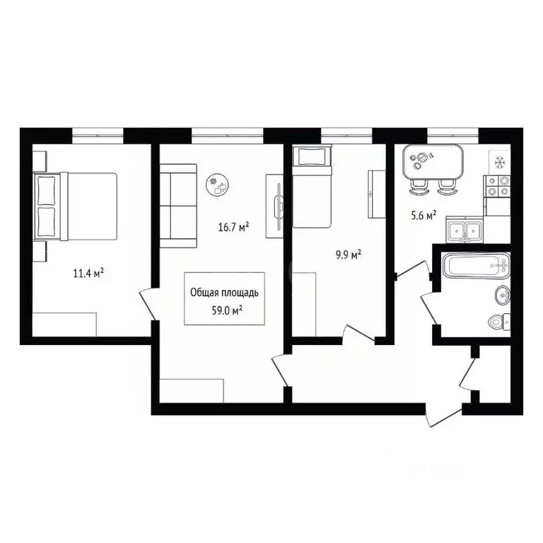 3-к кв. Новосибирская область, Новосибирск ул. Ленина, 59 (59.0 м) - Фото 1