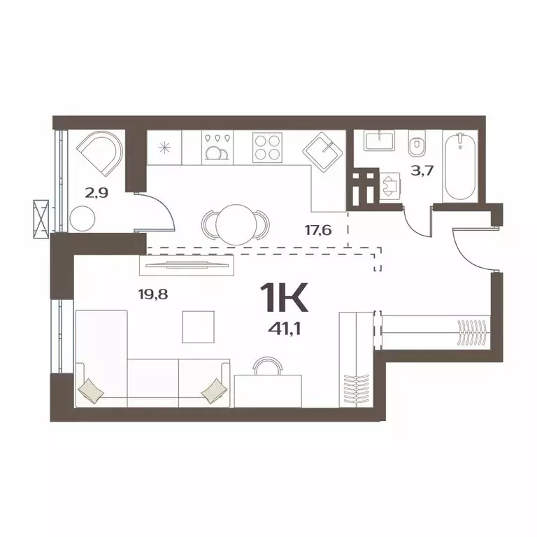 1-комнатная квартира: Владивосток, улица Коммунаров, 15к6 (41.1 м) - Фото 1