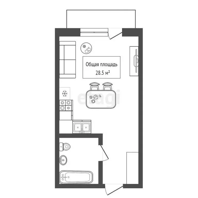 Квартира-студия: Новосибирск, улица Никитина, 67 (28.5 м) - Фото 1