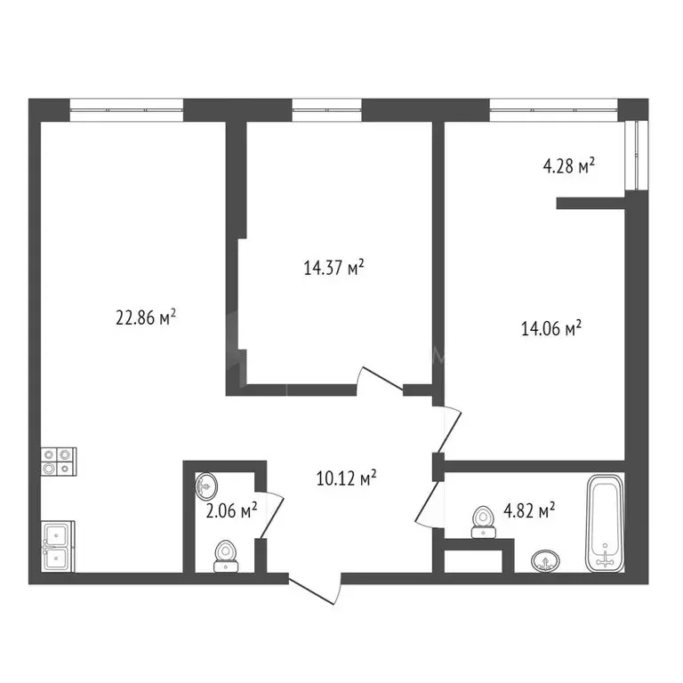 2-комнатная квартира: Тюмень, улица Тимофея Кармацкого, 3 (72.57 м) - Фото 1