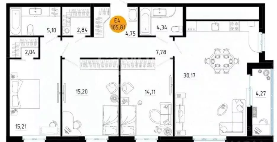 3-к кв. Рязанская область, Рязань ул. Земнухова, 3 (106.0 м) - Фото 2