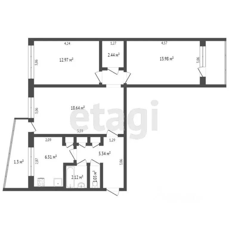 3-к кв. Мордовия, Саранск ул. Победы, 25к3 (66.0 м) - Фото 1