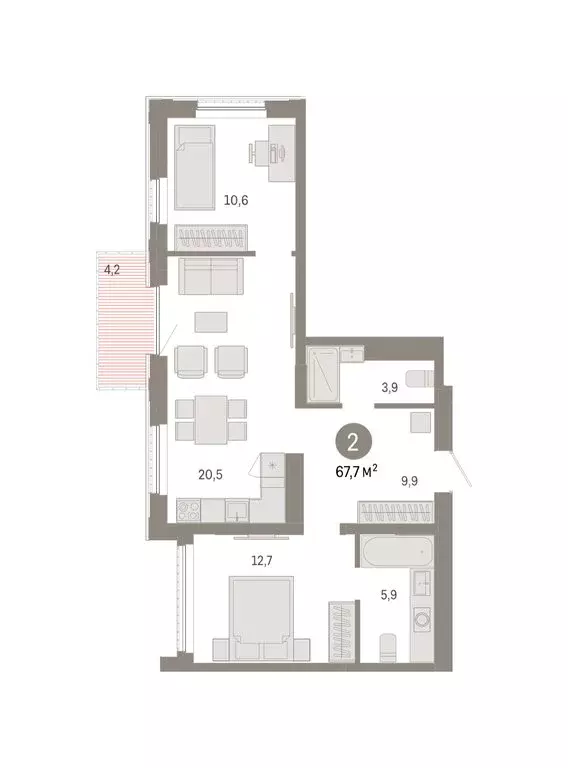 3-комнатная квартира: Тюмень, Краснооктябрьская улица, 4к1 (67.7 м) - Фото 1