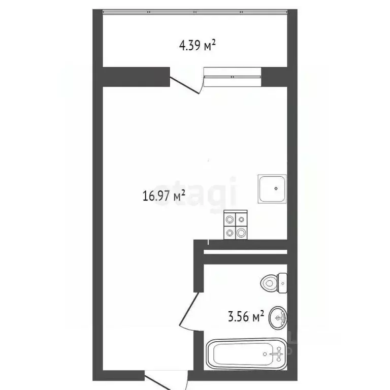 Студия Тюменская область, Тюменский муниципальный округ, д. Патрушева ... - Фото 1