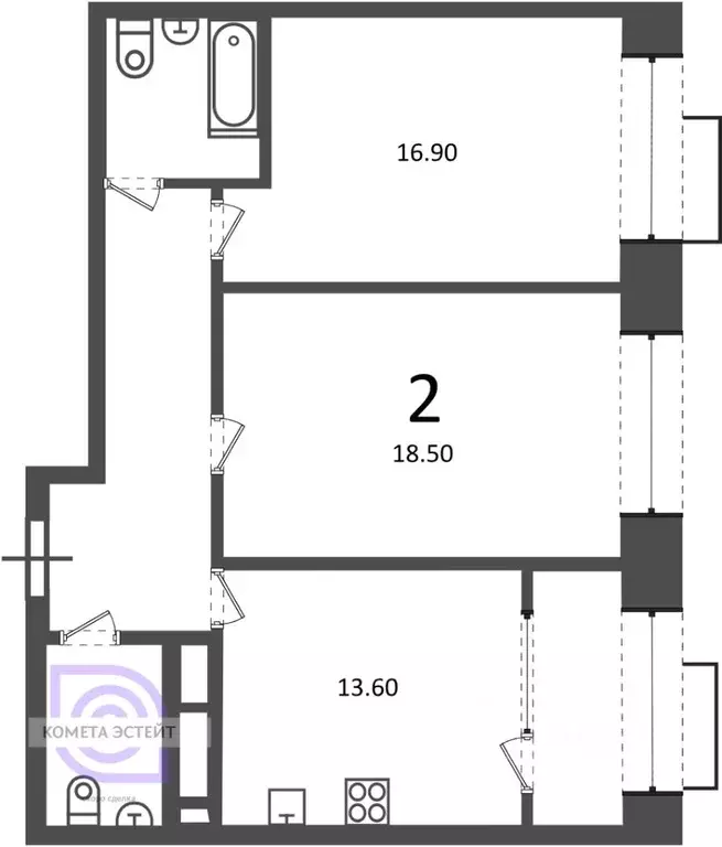 3-к кв. Москва Клинская ул., 2А (92.9 м) - Фото 2