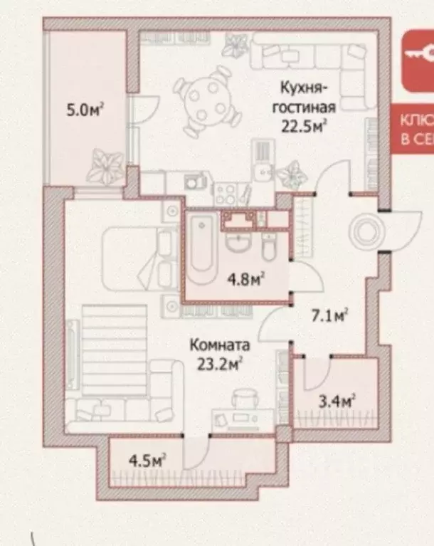 2-к кв. Санкт-Петербург бул. Александра Грина, 1 (65.1 м) - Фото 0