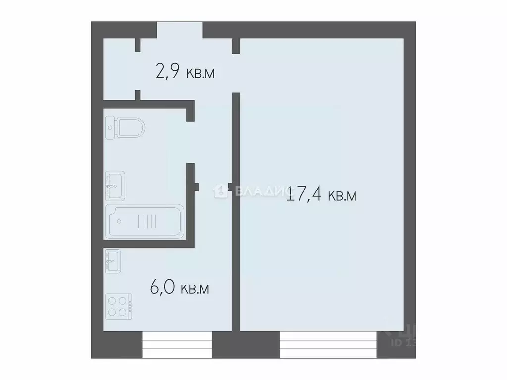 1-к кв. Рязанская область, Рыбное Кузнецкая ул., 25 (29.9 м) - Фото 1