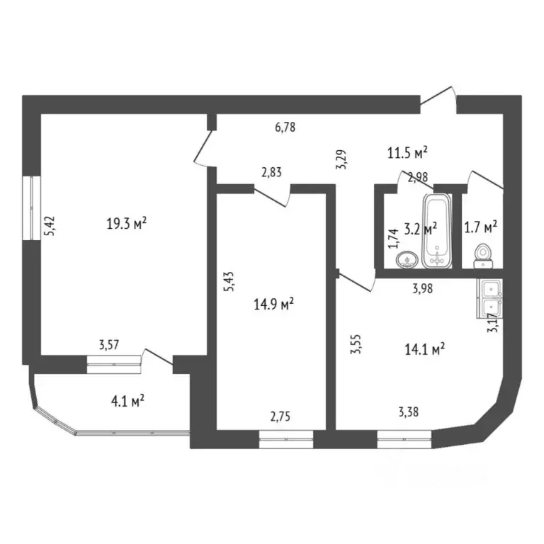 2-к кв. Тюменская область, Тюмень Пролетарская ул., 109 (64.0 м) - Фото 2