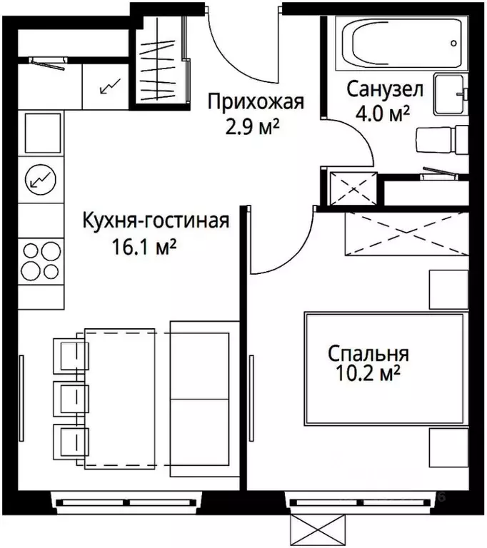 1-к кв. Московская область, Ленинский городской округ, д. Сапроново, ... - Фото 1