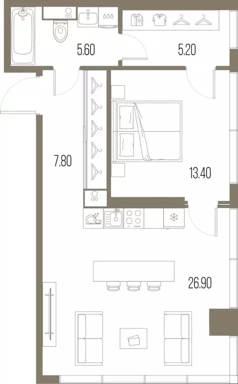 1-к кв. Москва Ленинградское ш. (58.9 м) - Фото 0