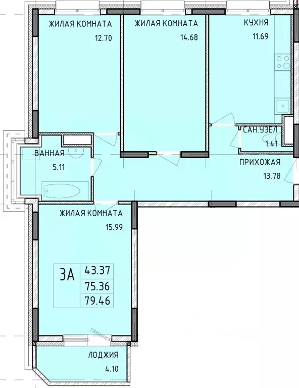 3-к кв. Тульская область, Тула Рязанская ул., 21 (79.46 м) - Фото 0