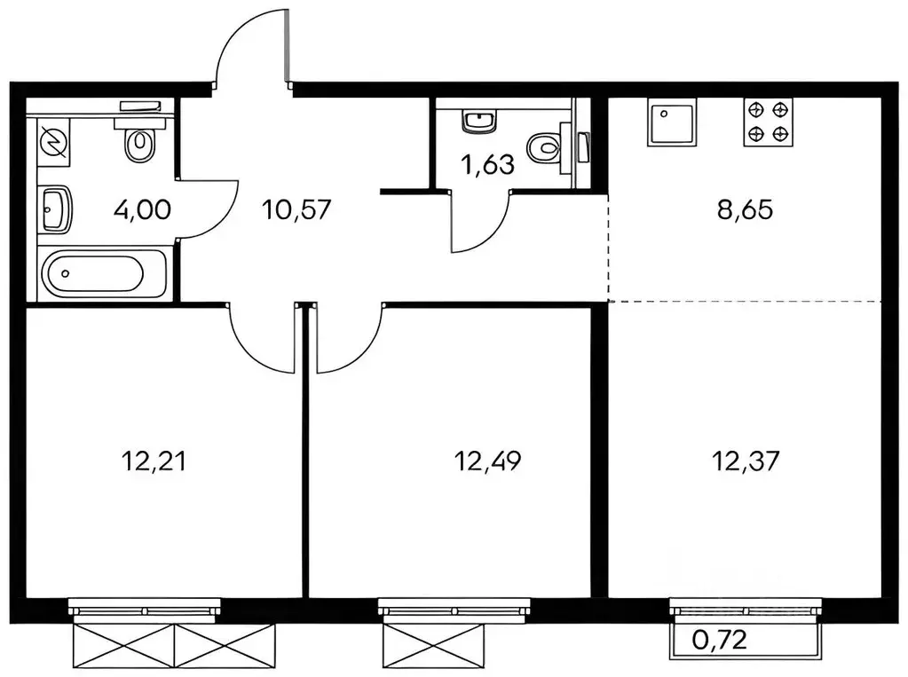 3-к кв. Москва Большая Филевская ул., 3к4 (62.0 м) - Фото 1